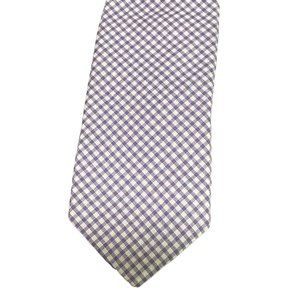 Penguin Men’s Neck Tie Skinny Purple White Checkered Cotton L59.5” X W2 1/4